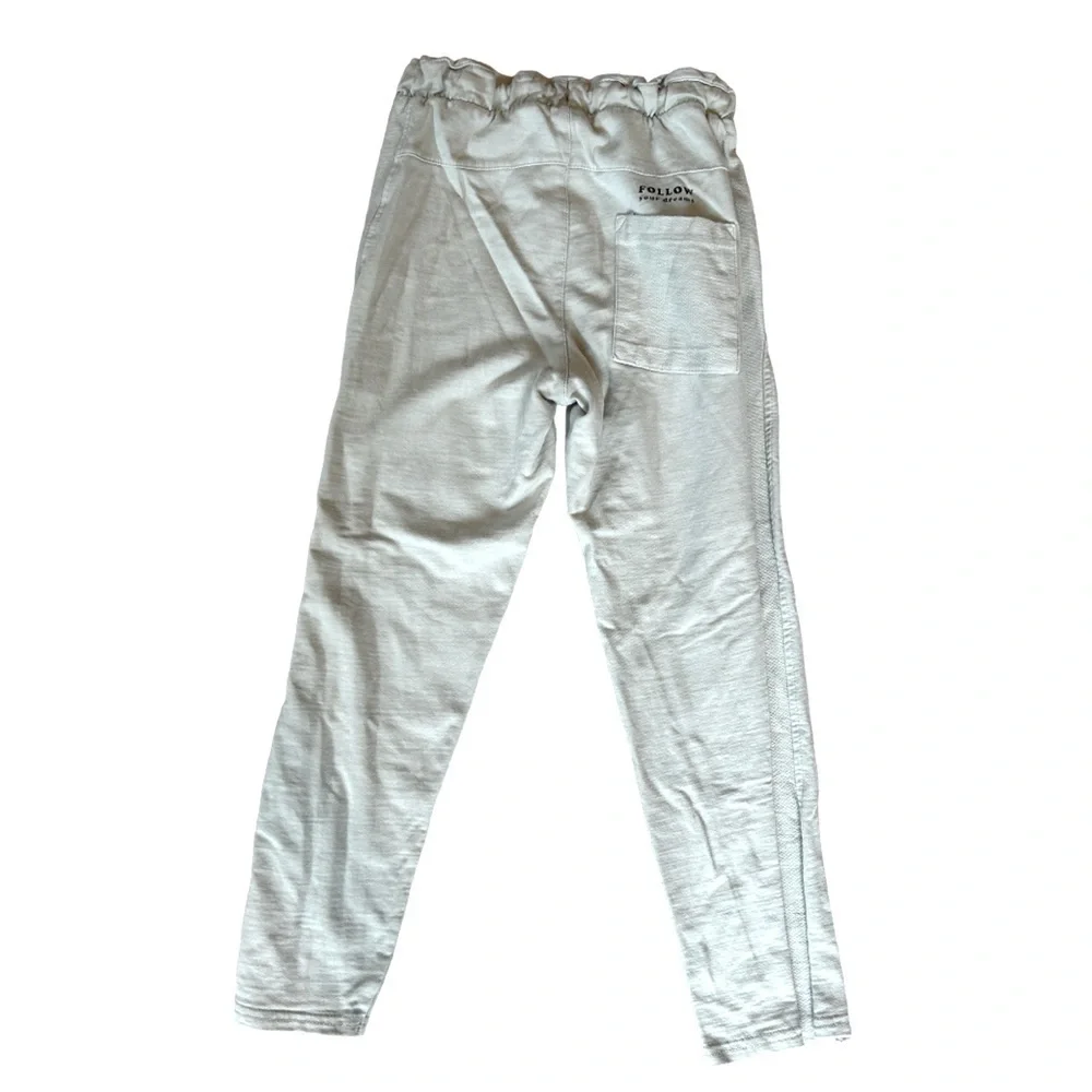 ZARA | 100% Cotton Drawstring Tan Pants + “Follow Your Dreams” Pocket Girls SZ 8